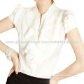 Women's business short T-shirts, made of 100% cotton, with V-neck collar